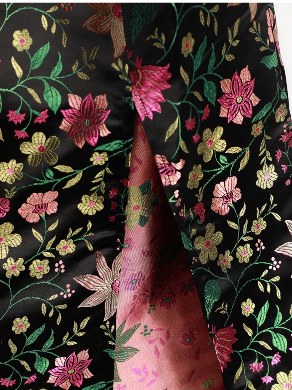 Lulu’s Make a Move Black Satin Floral Jacquard Strapless Midi Dress - Picture 5 of 7